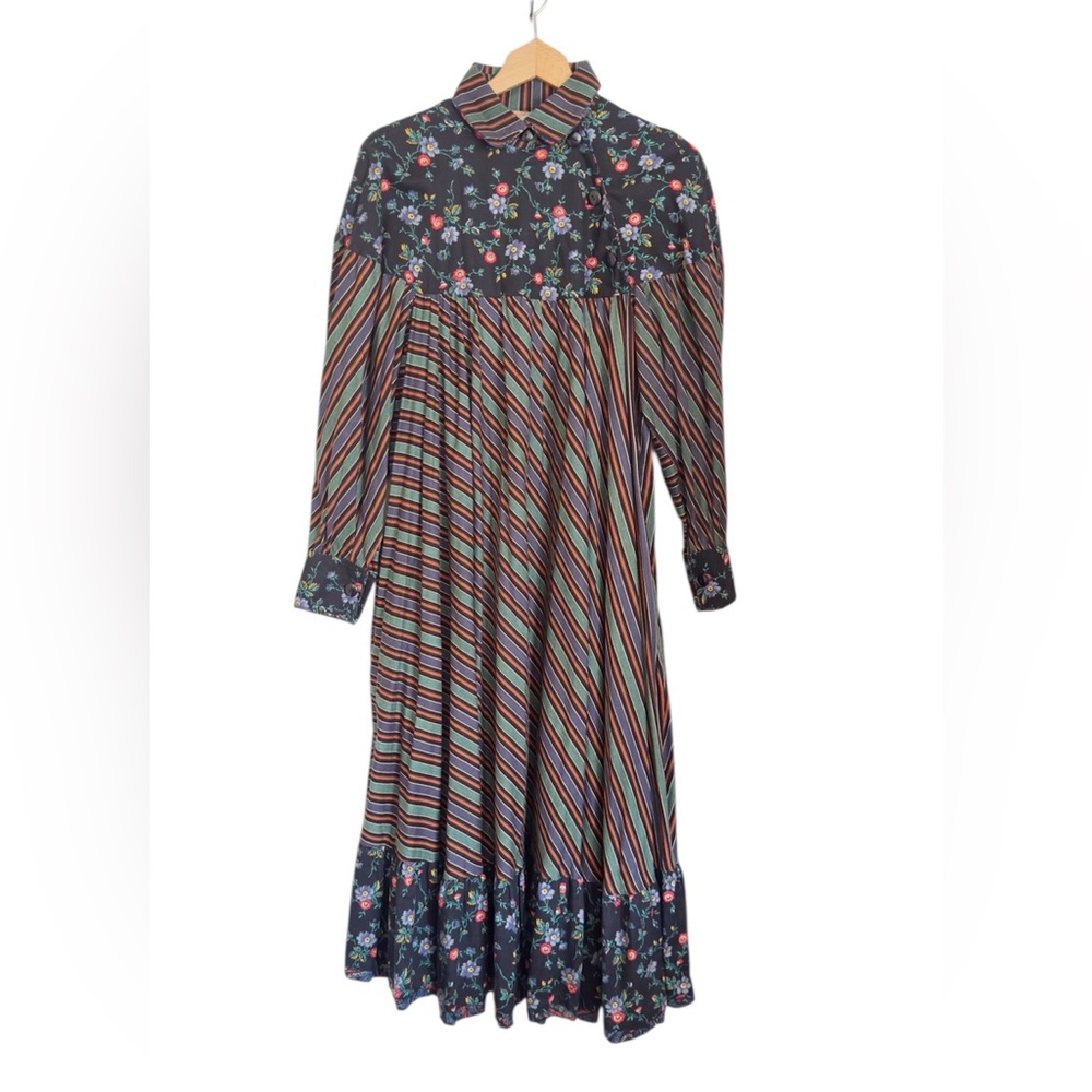 Vintage 80s BIS Gene Ewing Peasant Boho Cottagecore Modest House Dress size M